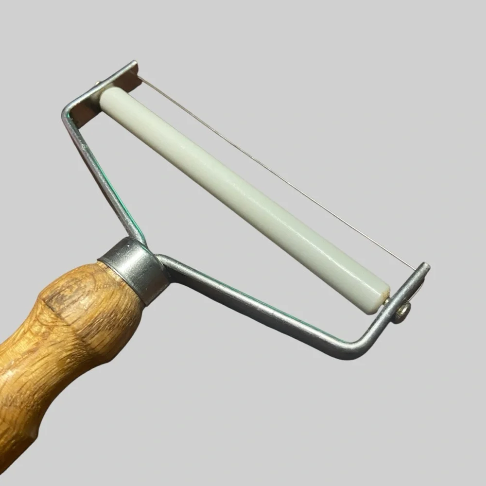 Vintage Cheese Slicer with Wooden Handle, Retro Kitchen Gadget